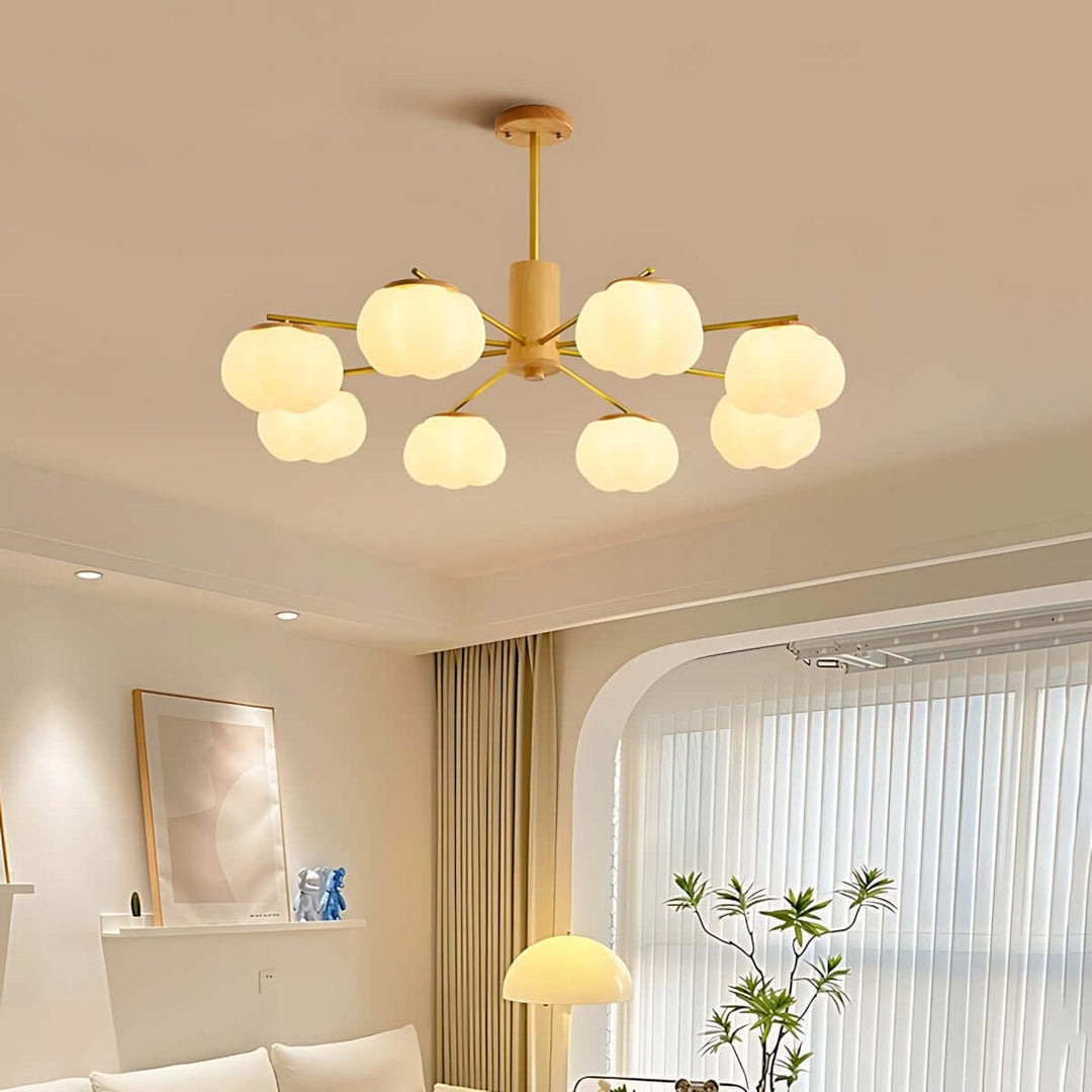 Vorni Pumpkin Chandelier – Modern Minimalist Wooden Lighting