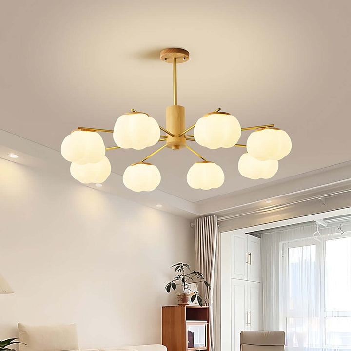 Vorni Pumpkin Chandelier – Modern Minimalist Wooden Lighting