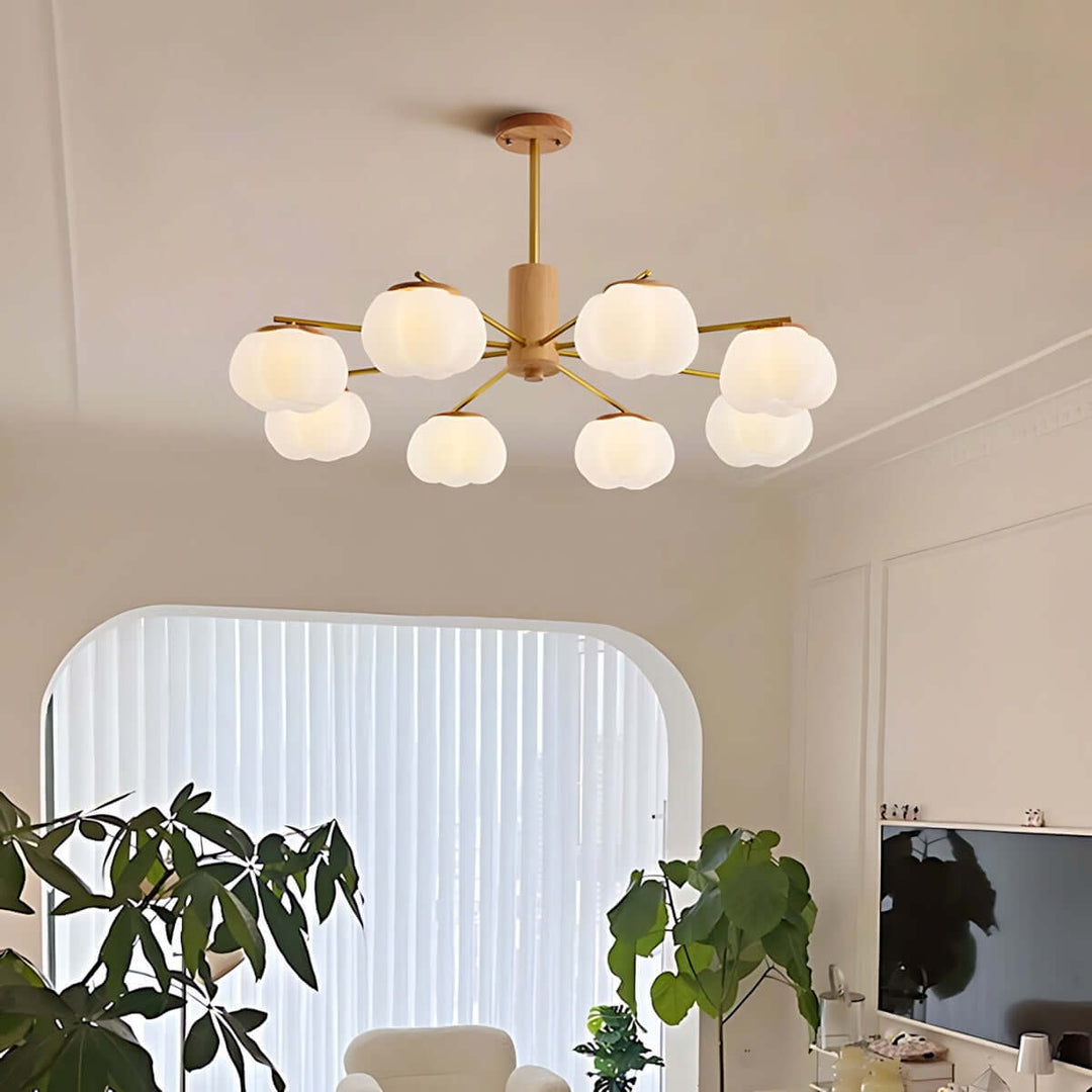 Vorni Pumpkin Chandelier – Modern Minimalist Wooden Lighting