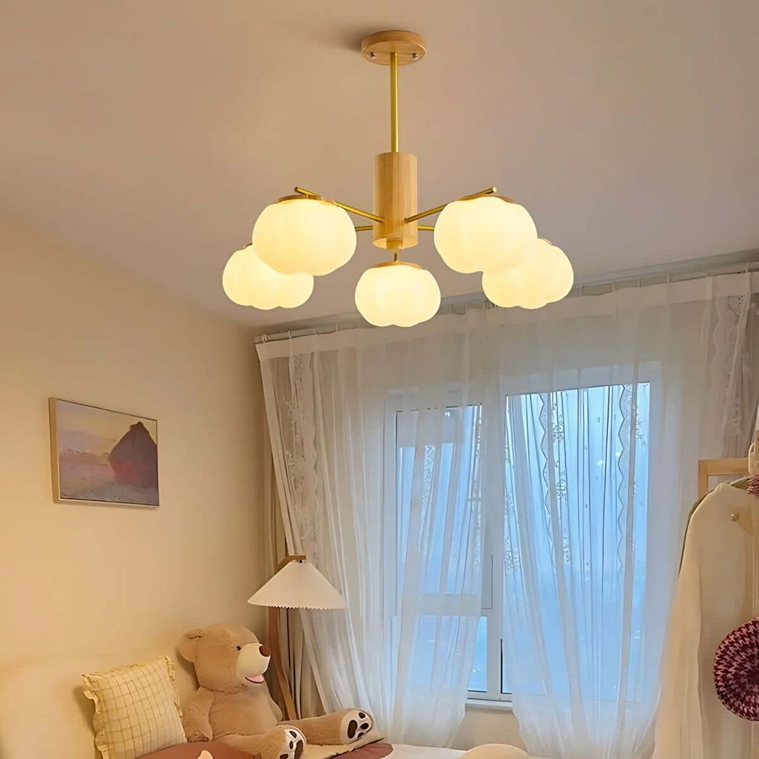 Vorni Pumpkin Chandelier – Modern Minimalist Wooden Lighting