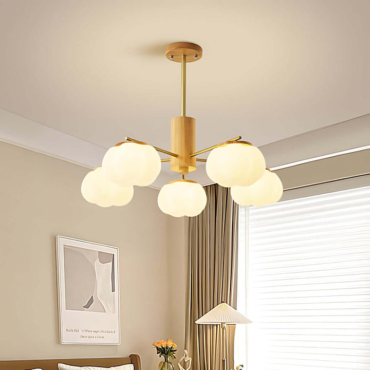 Vorni Pumpkin Chandelier – Modern Minimalist Wooden Lighting