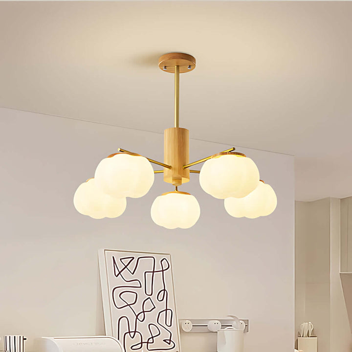 Vorni Pumpkin Chandelier – Modern Minimalist Wooden Lighting