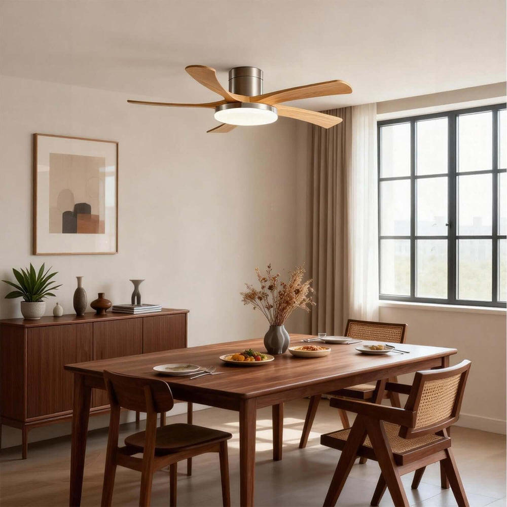 Vostra Ceiling Fan Light - Modern French Wood Dining Light