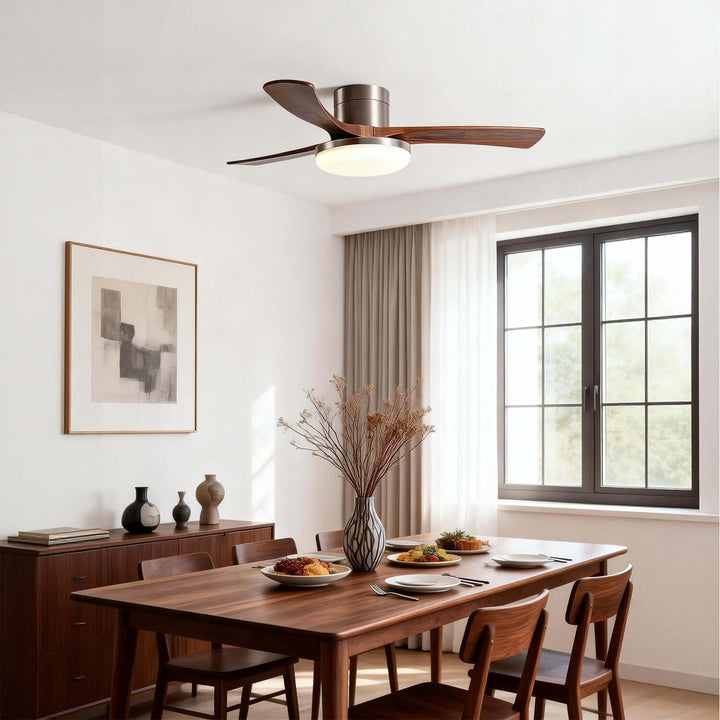 Vostra Ceiling Fan Light - Modern French Wood Dining Light