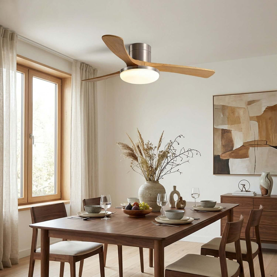Vostra Ceiling Fan Light - Modern French Wood Dining Light