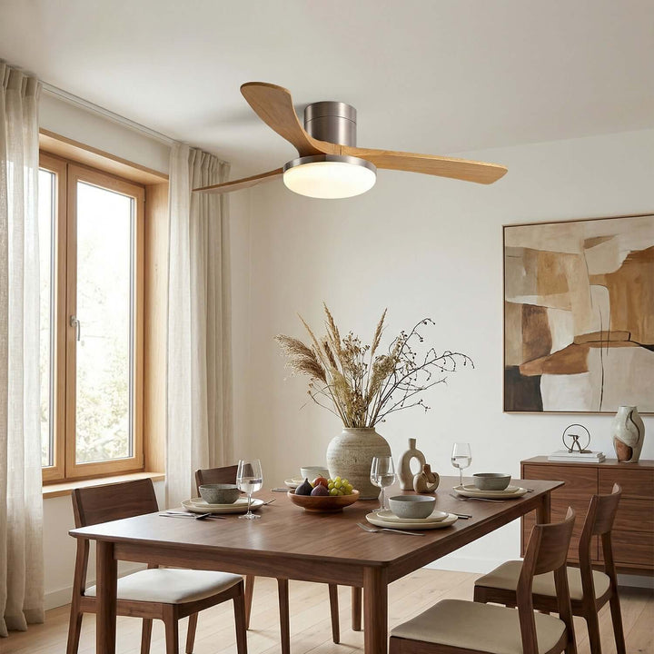 Vostra Ceiling Fan Light - Modern French Wood Dining Light