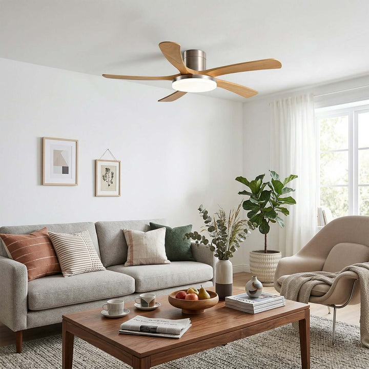 Vostra Ceiling Fan Light - Modern French Wood Dining Light