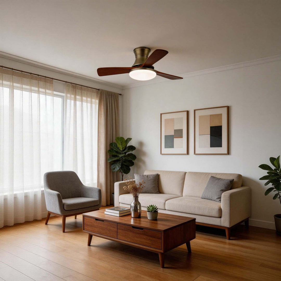 Vraxilo Ceiling Fan Light Style C | Mid-century Wood Fan Light