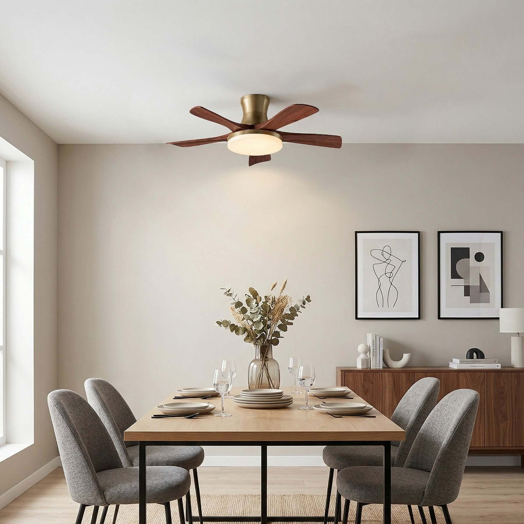 Vraxilo Ceiling Fan Light Style D | Mid-century Wood Fan Light