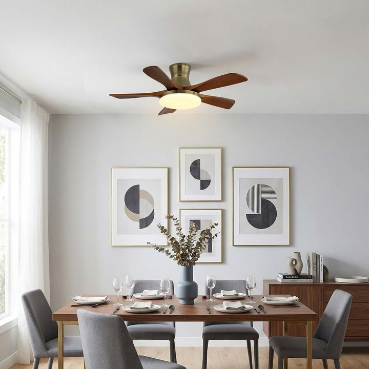 Vraxilo Ceiling Fan Light Style D | Mid-century Wood Fan Light