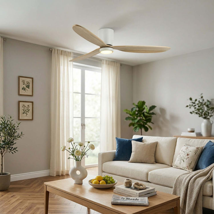 Vraxis Ceiling Fan Light | Modern Solid Wood Bedroom