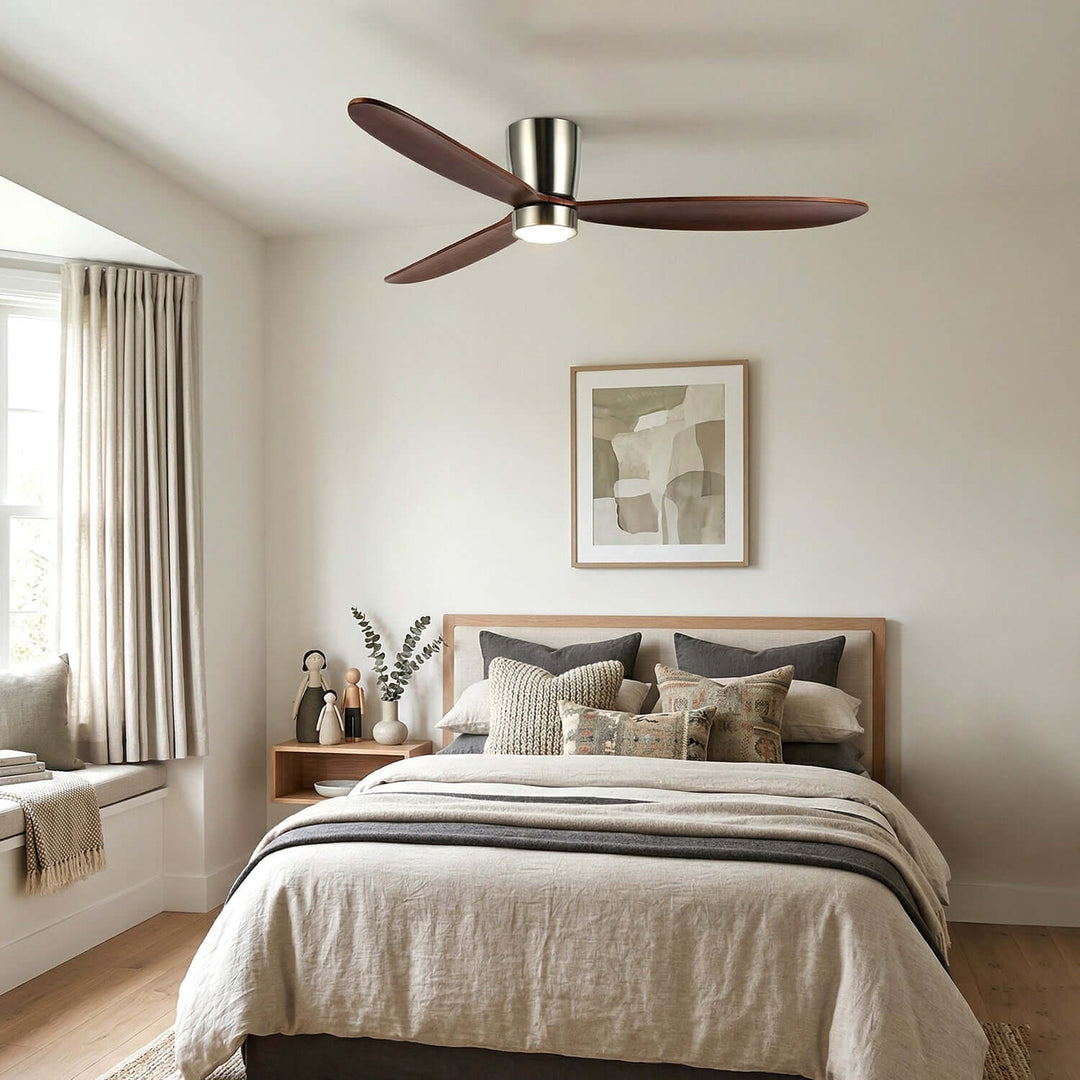 Vraxis Ceiling Fan Light | Modern Solid Wood Bedroom