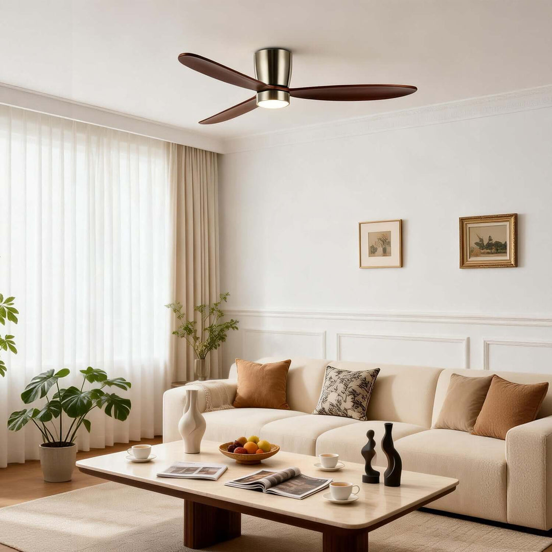 Vraxis Ceiling Fan Light | Modern Solid Wood Bedroom