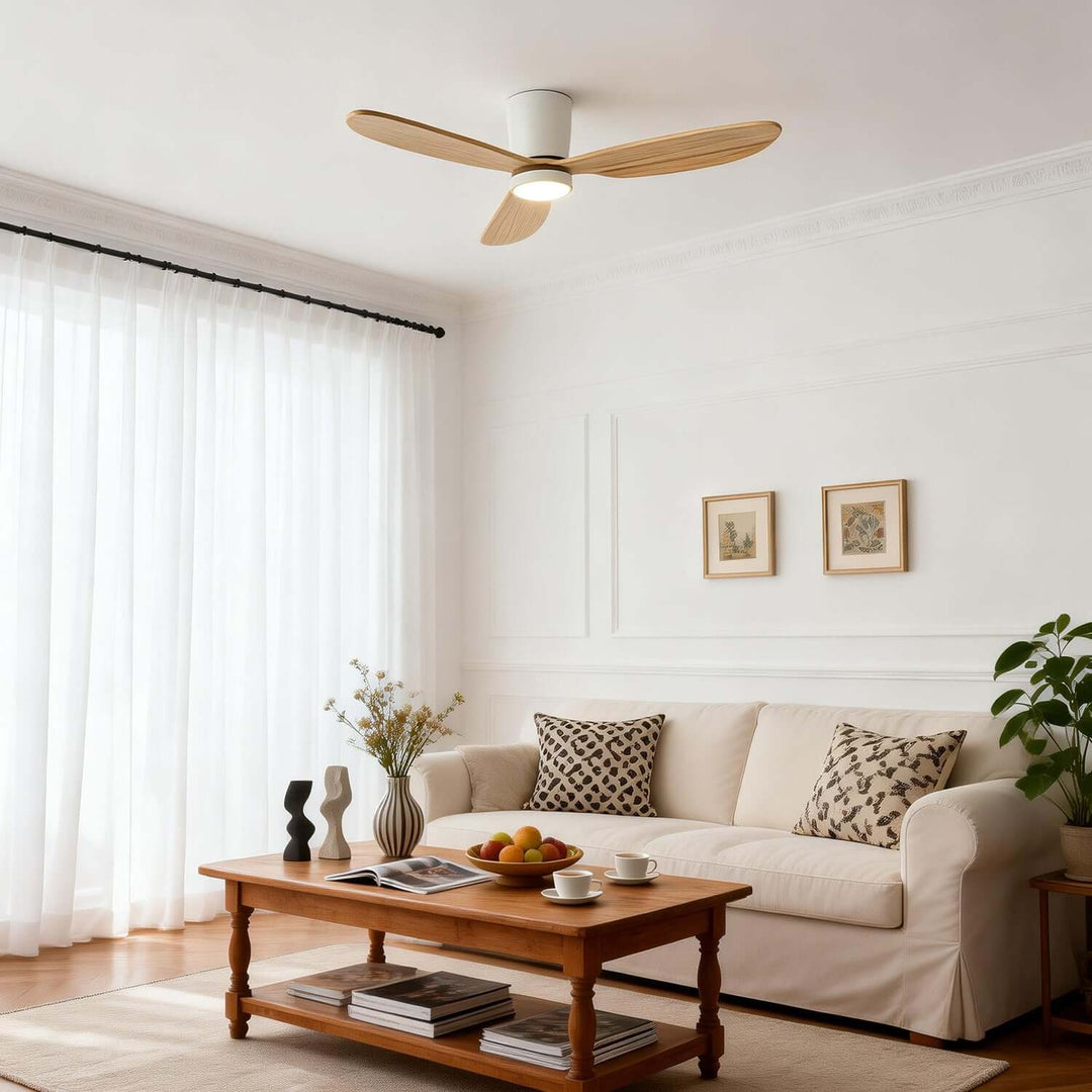 Vraxis Ceiling Fan Light | Modern Solid Wood Bedroom