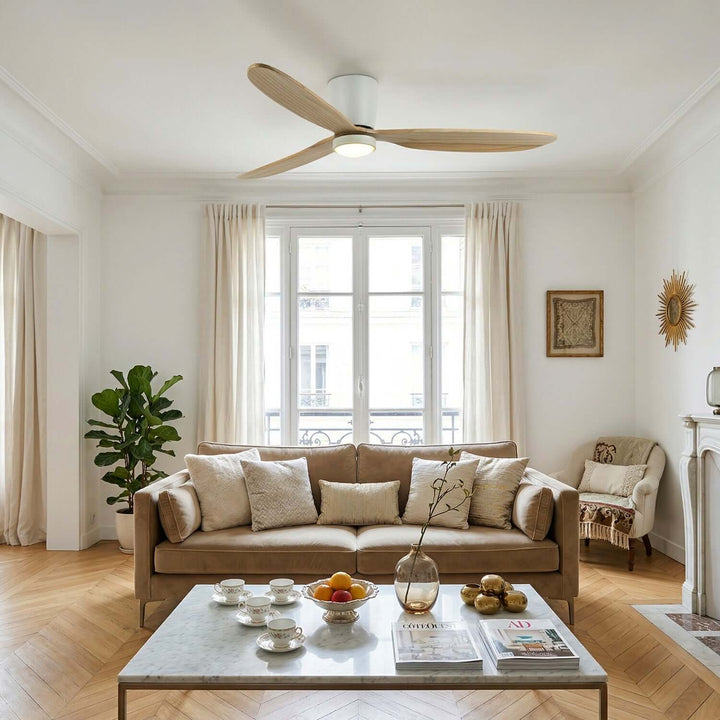 Vraxis Ceiling Fan Light | Modern Solid Wood Bedroom