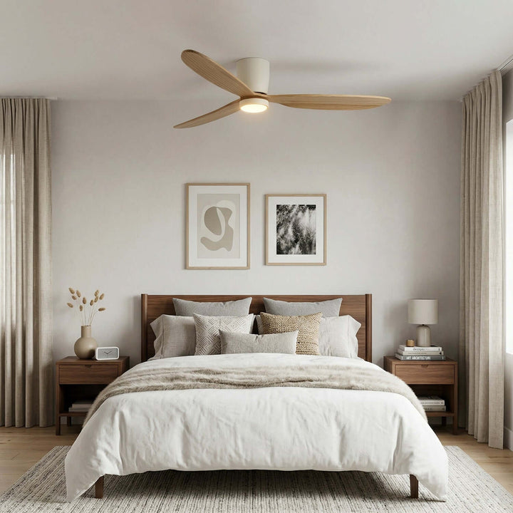 Vraxis Ceiling Fan Light | Modern Solid Wood Bedroom