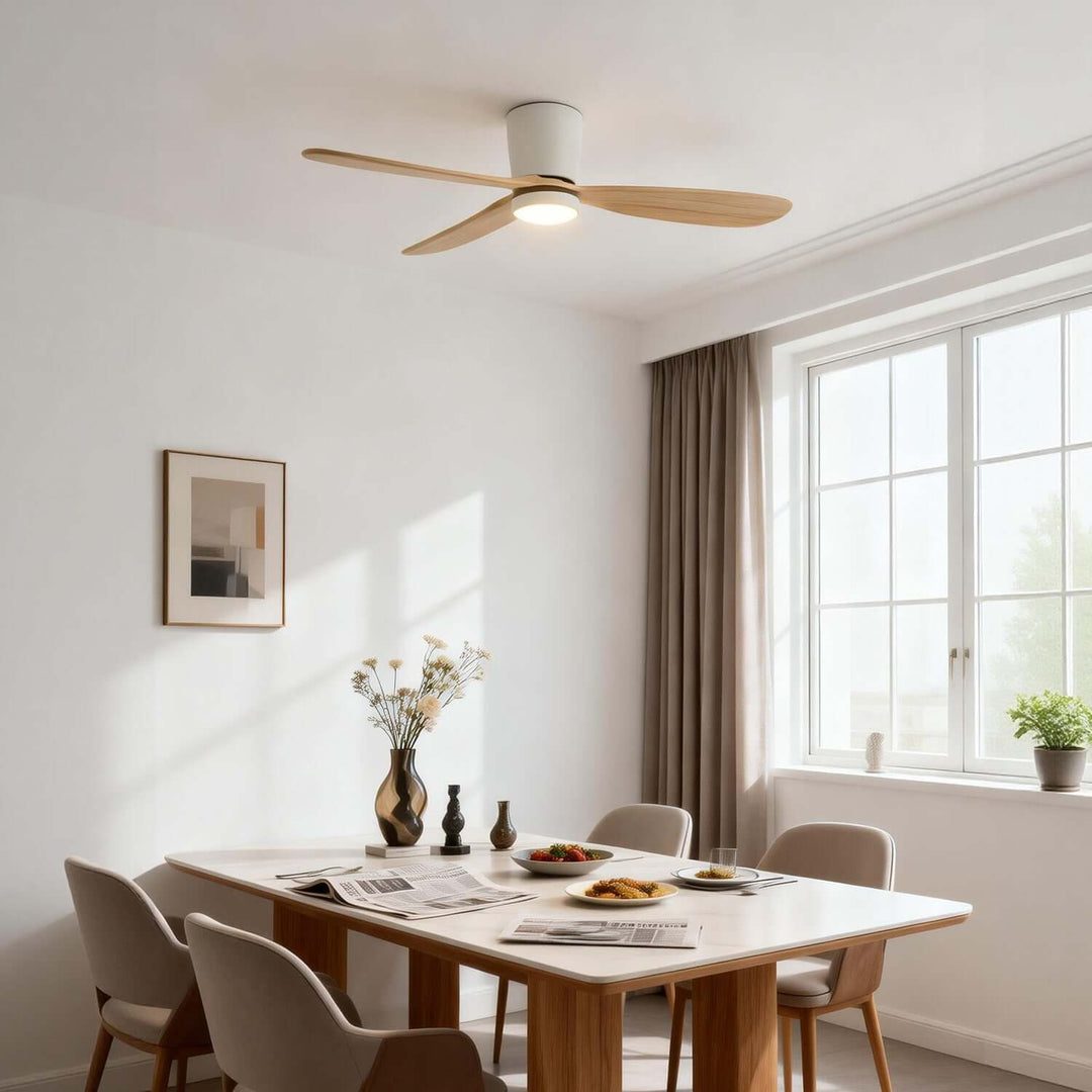 Vraxis Ceiling Fan Light | Modern Solid Wood Bedroom