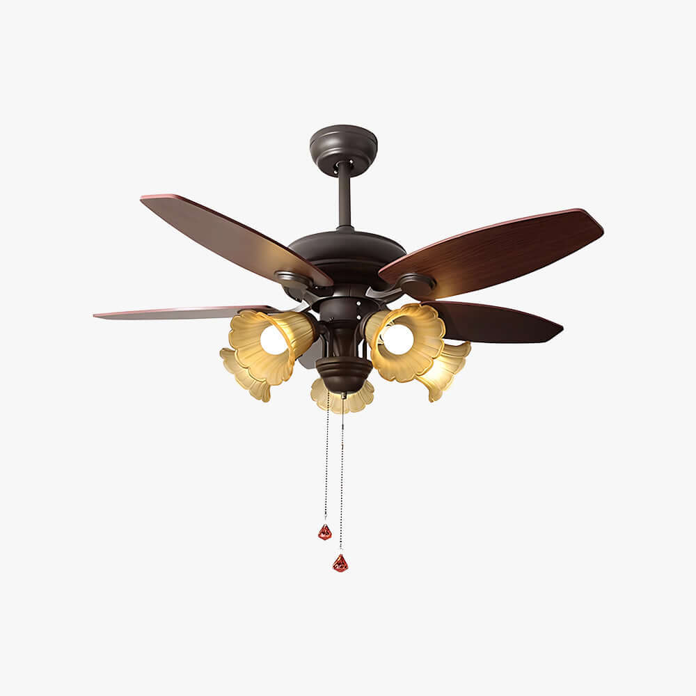 Vylora Ceiling Fan Light | French Style Glass Living Room