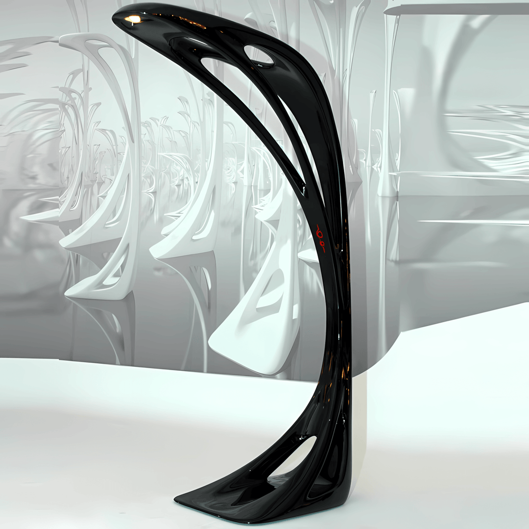 Vyntra Floor Lamp, a sculptural art deco lamp for living room, featuring a unique design and elegant black finish.