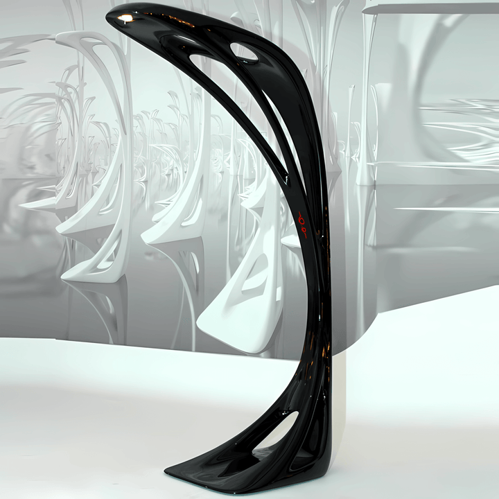 Vyntra Floor Lamp, a sculptural art deco lamp for living room, featuring a unique design and elegant black finish.