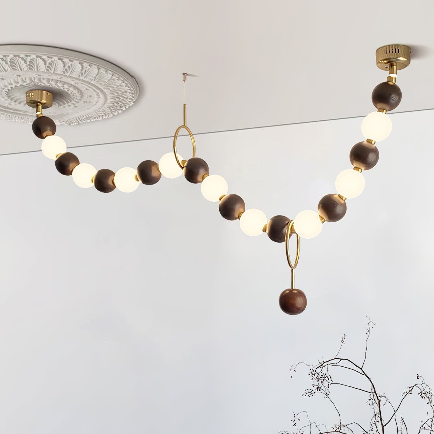 Walnut Necklace Chandelier