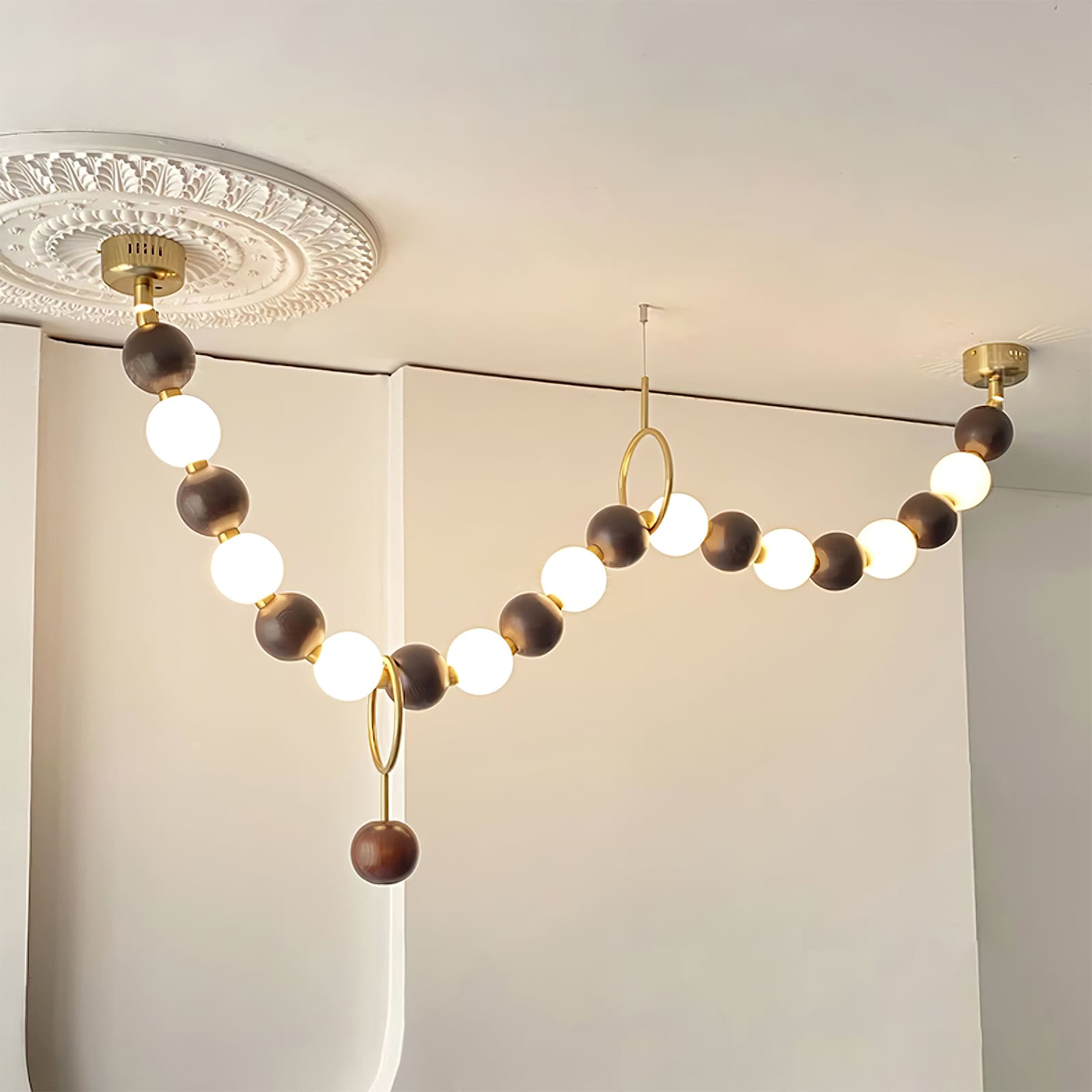 Walnut Necklace Chandelier