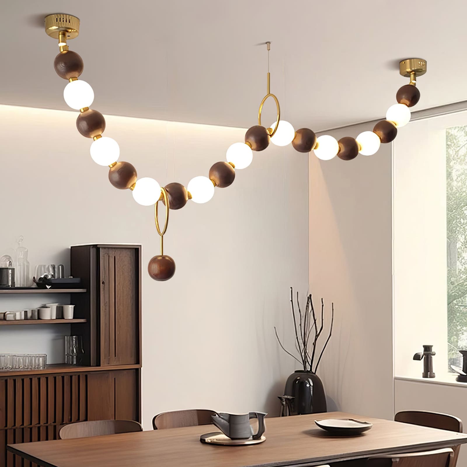 Walnut Necklace Chandelier