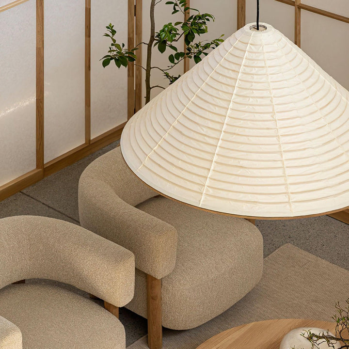 Washi Paper Cone Pendant Light - Contemporary Hanging for Dining Room | Vinlighting | Vinlighting