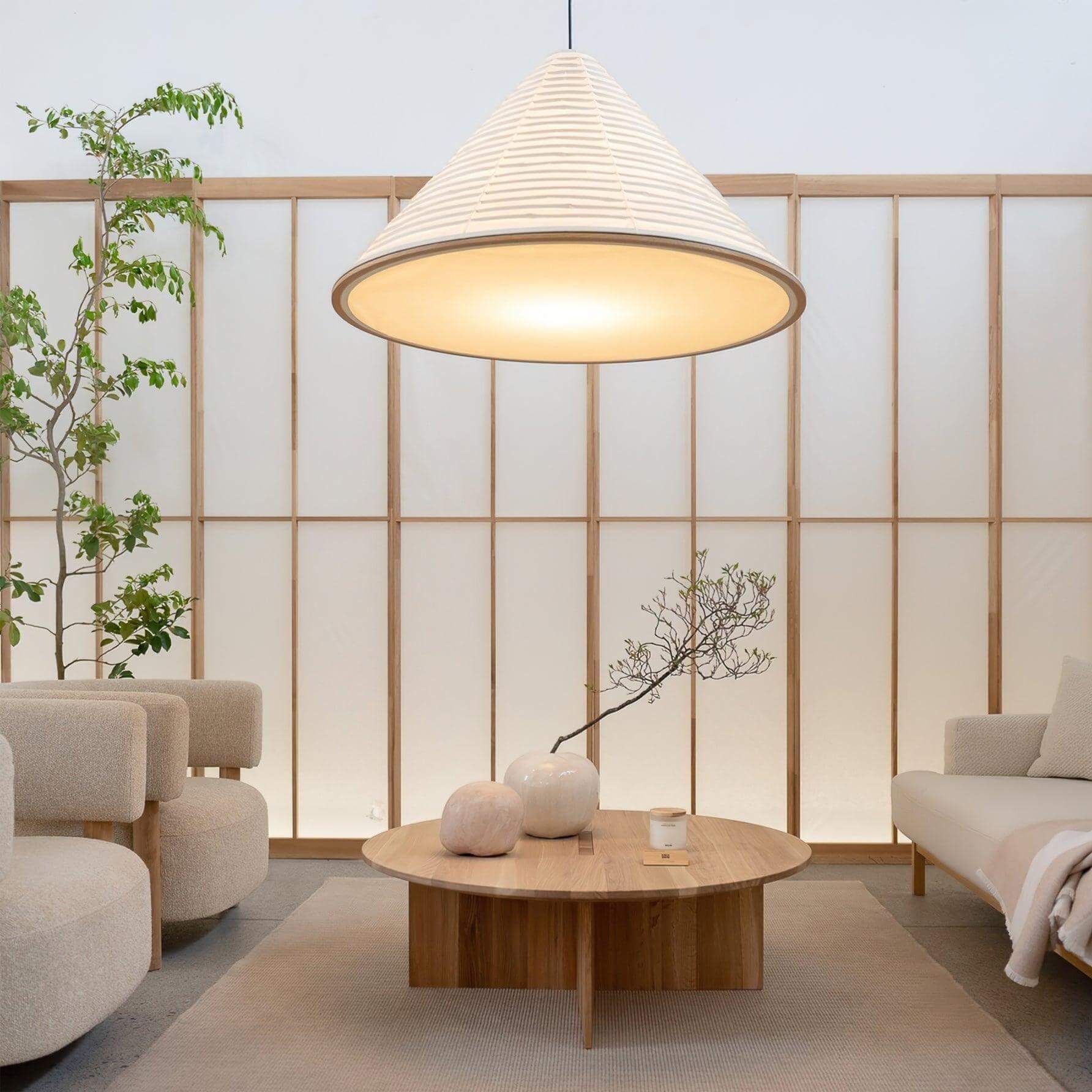 Washi Paper Cone Pendant Light - Contemporary Hanging for Dining