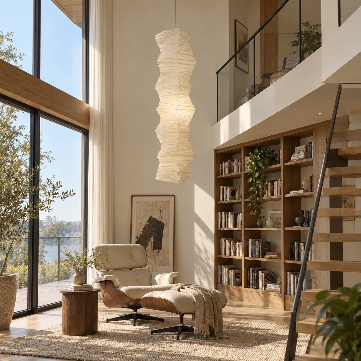 Akari 33N Washi Paper Pendant Light | Long Hanging for Corner