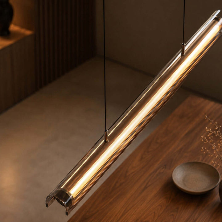 Weslin Linear Chandelier, Walnut LED Light for Kitchen Island