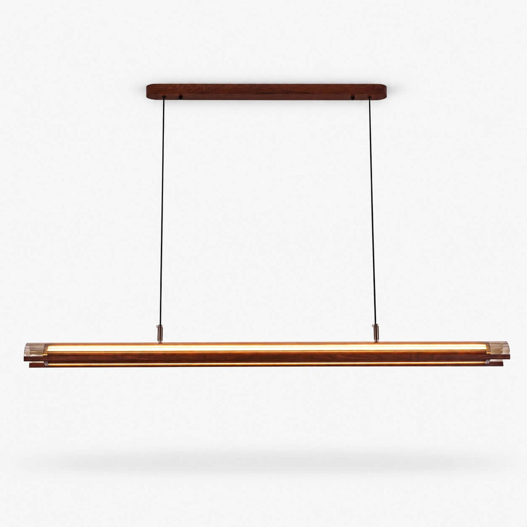 Weslin Linear Chandelier, Walnut LED Light for Kitchen Island