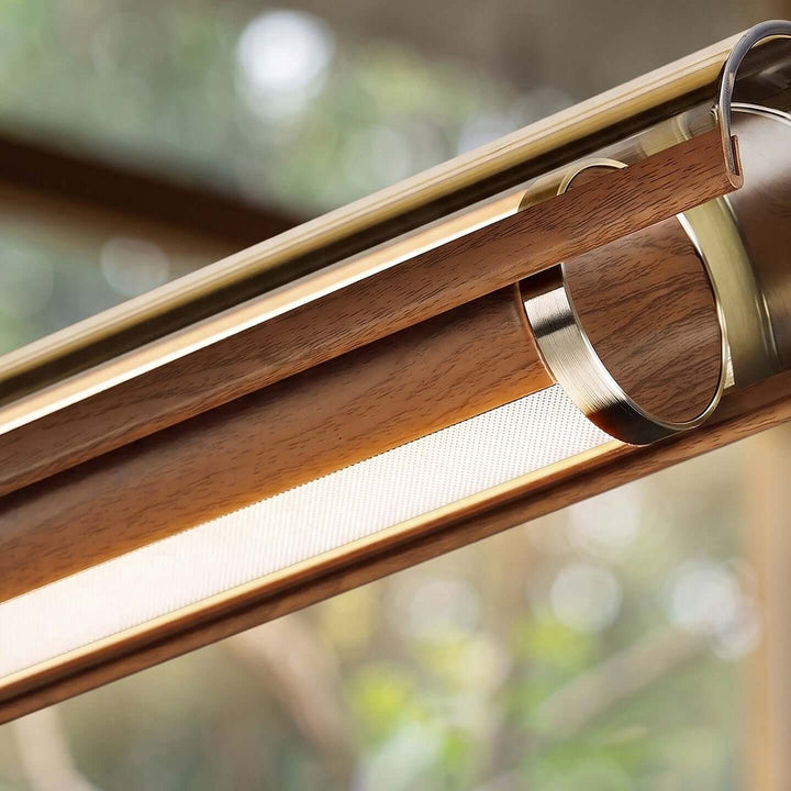 Weslin Linear Chandelier, Walnut LED Light for Kitchen Island