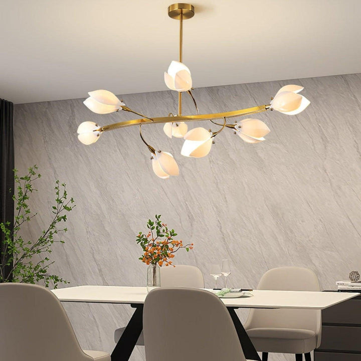 White Porcelain Magnolia Branch Chandelier – Elegant Floral Lighting | Vinlighting | Vinlighting