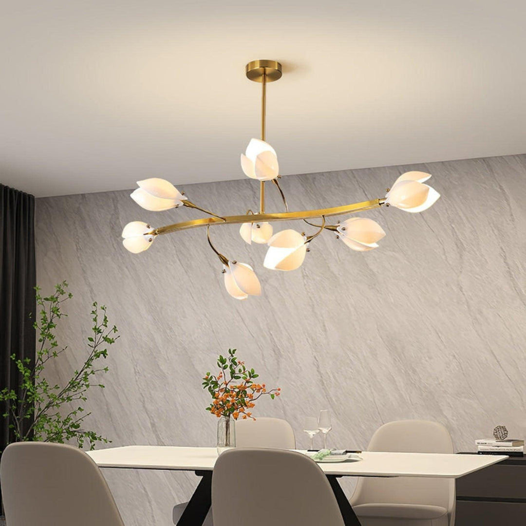 White Porcelain Magnolia Branch Chandelier – Elegant Floral Lighting | Vinlighting | Vinlighting