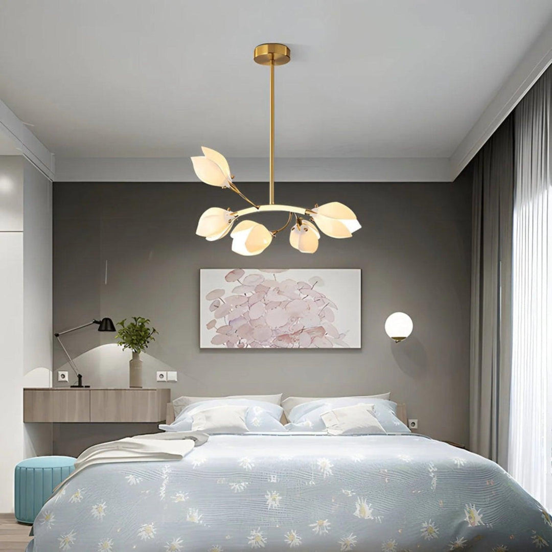 White Porcelain Magnolia Branch Chandelier – Elegant Floral Lighting | Vinlighting | Vinlighting