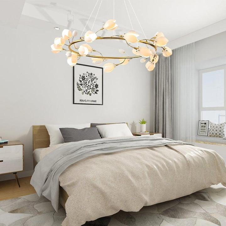 White Porcelain Magnolia Branch Chandelier – Elegant Floral Lighting | Vinlighting | Vinlighting