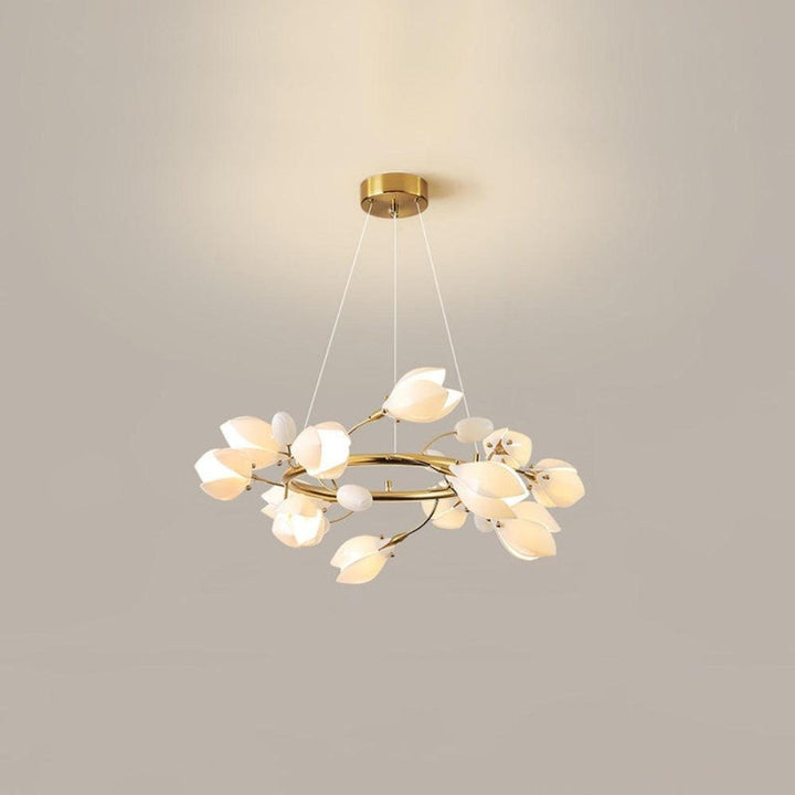 White Porcelain Magnolia Branch Chandelier – Elegant Floral Lighting | Vinlighting | Vinlighting