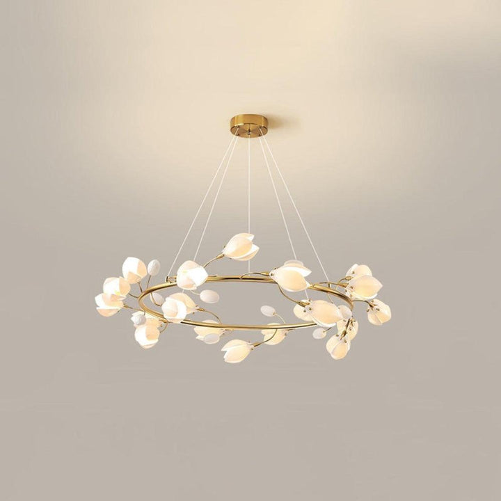 White Porcelain Magnolia Branch Chandelier – Elegant Floral Lighting | Vinlighting | Vinlighting