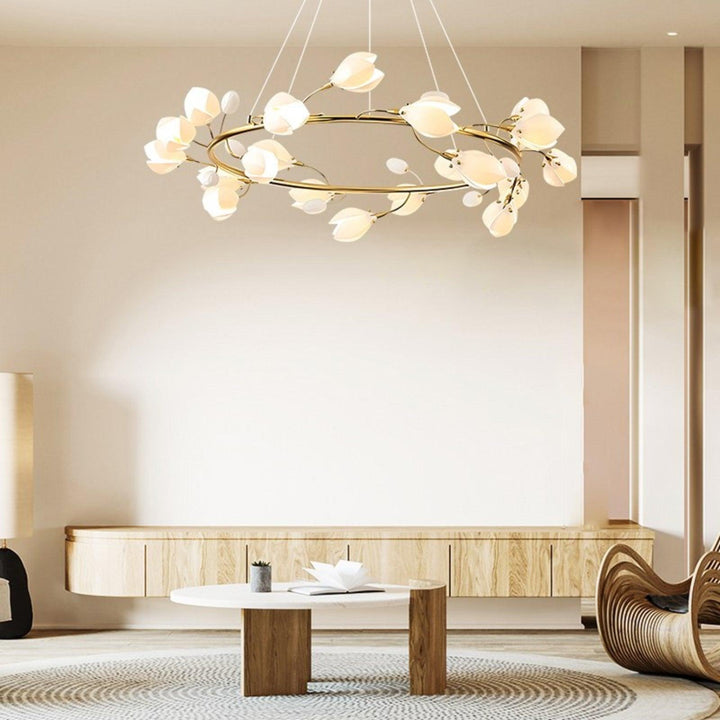 White Porcelain Magnolia Branch Chandelier – Elegant Floral Lighting | Vinlighting | Vinlighting