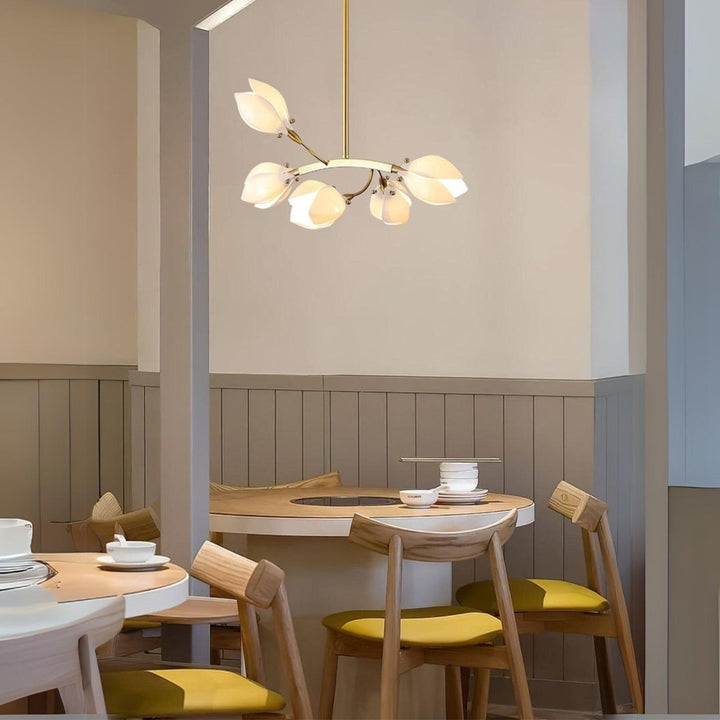 White Porcelain Magnolia Branch Chandelier – Elegant Floral Lighting | Vinlighting | Vinlighting