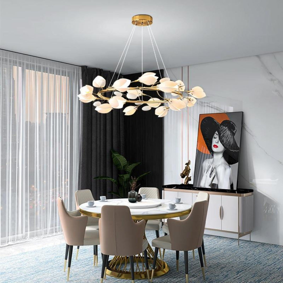 White Porcelain Magnolia Branch Chandelier – Elegant Floral Lighting | Vinlighting | Vinlighting