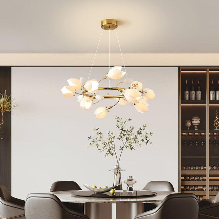 White Porcelain Magnolia Branch Chandelier – Elegant Floral Lighting | Vinlighting | Vinlighting
