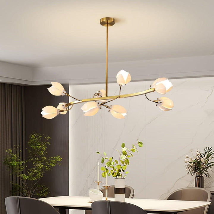 White Porcelain Magnolia Branch Chandelier – Elegant Floral Lighting | Vinlighting | Vinlighting