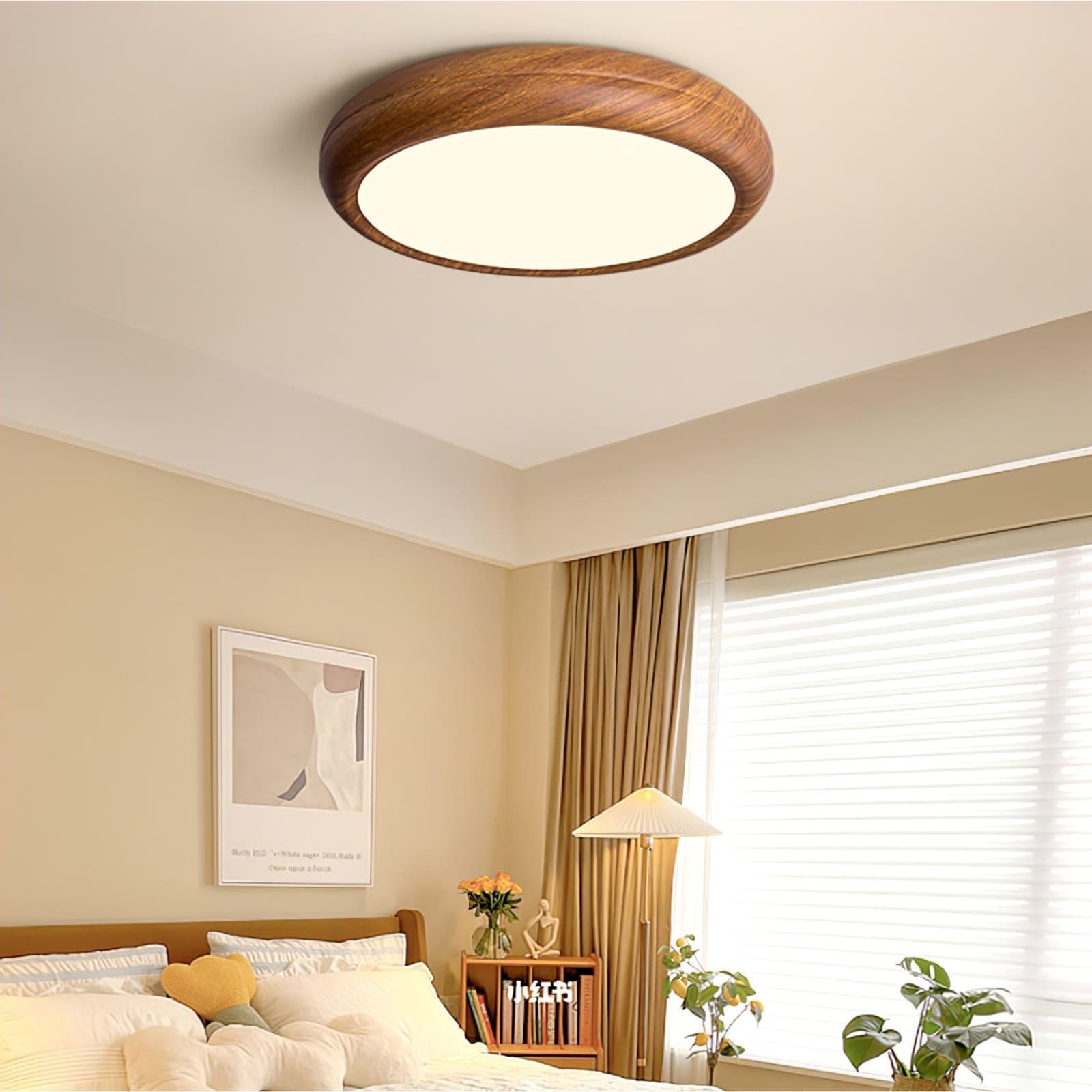 Wood Grain Round Ceiling Lamp - Vinlighting