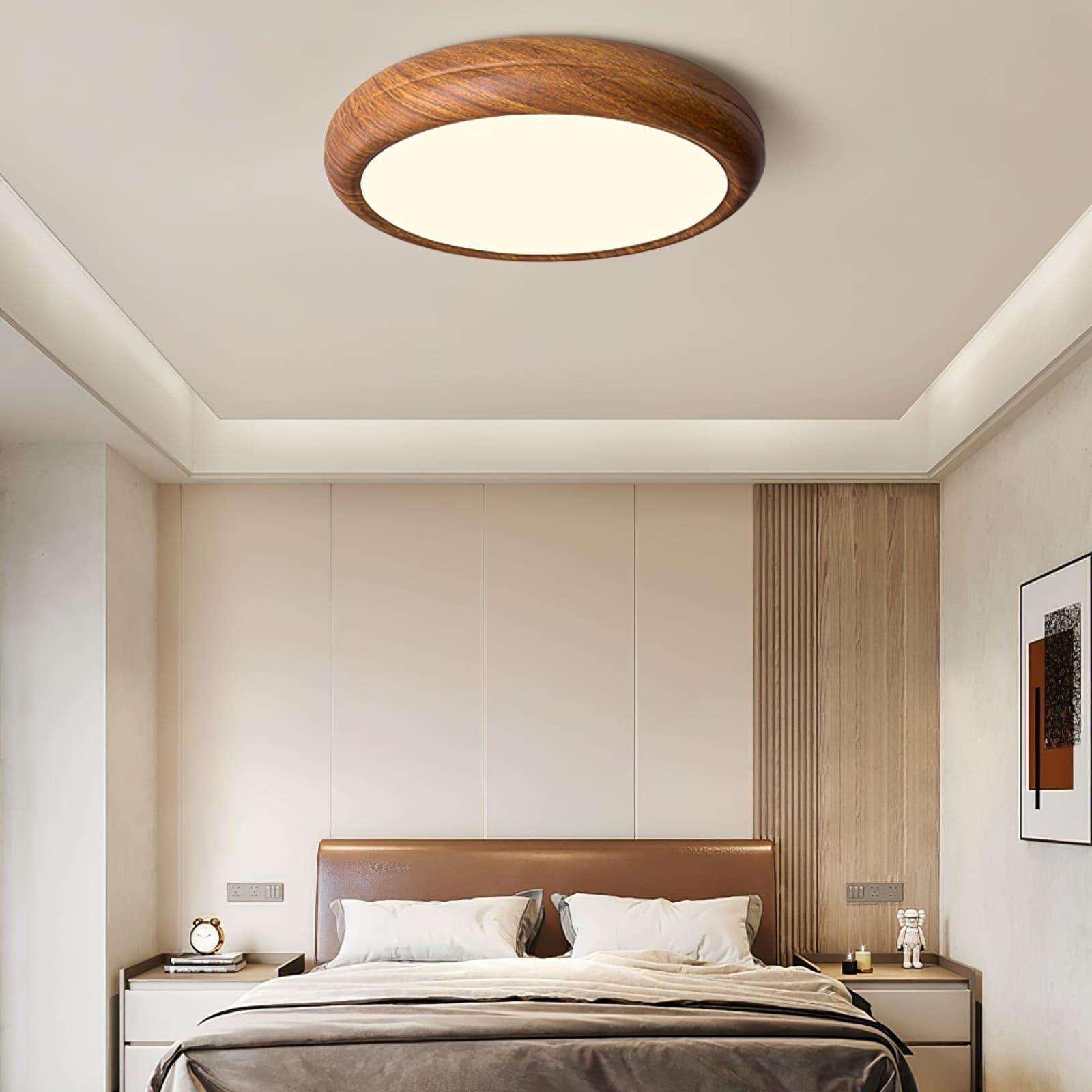 Wood Grain Round Ceiling Lamp - Vinlighting