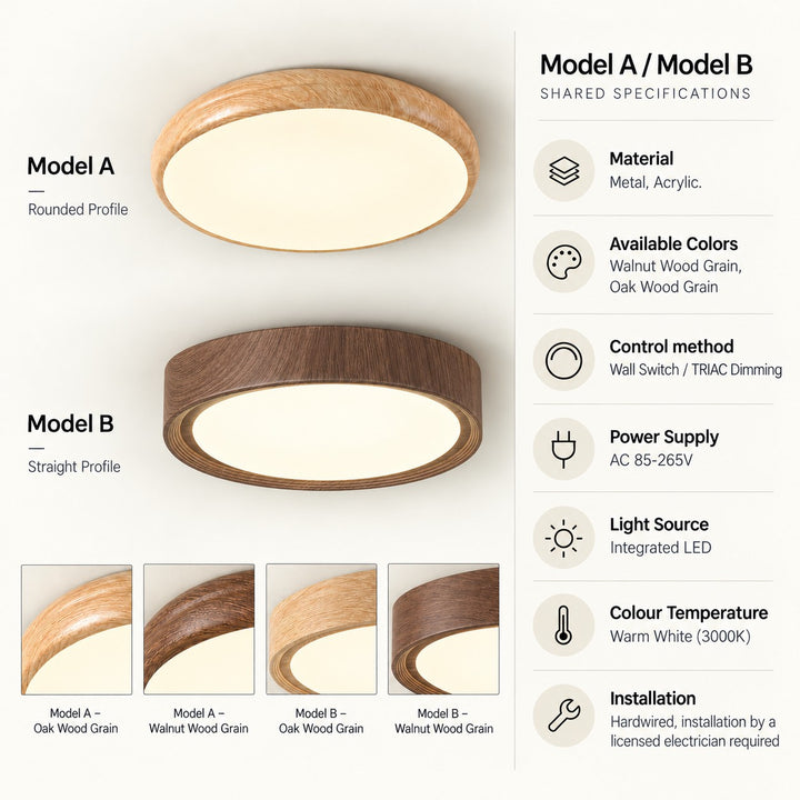 Wood Grain Round Ceiling Lamp