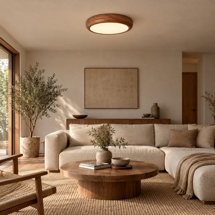 Wood Grain Round Ceiling Lamp