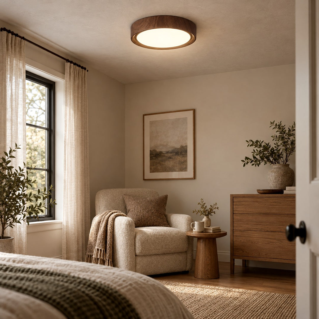 Wood Grain Round Ceiling Lamp