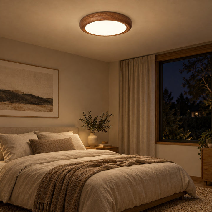 Wood Grain Round Ceiling Lamp